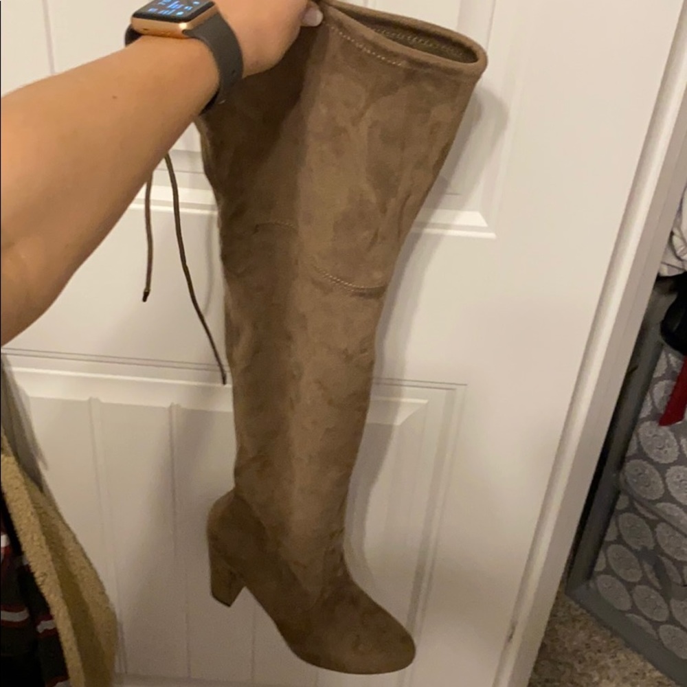 Suede thigh high boots